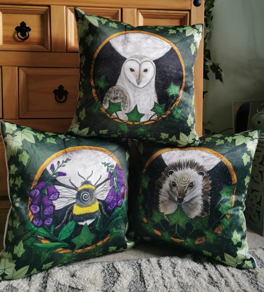 Pillows with forest animals