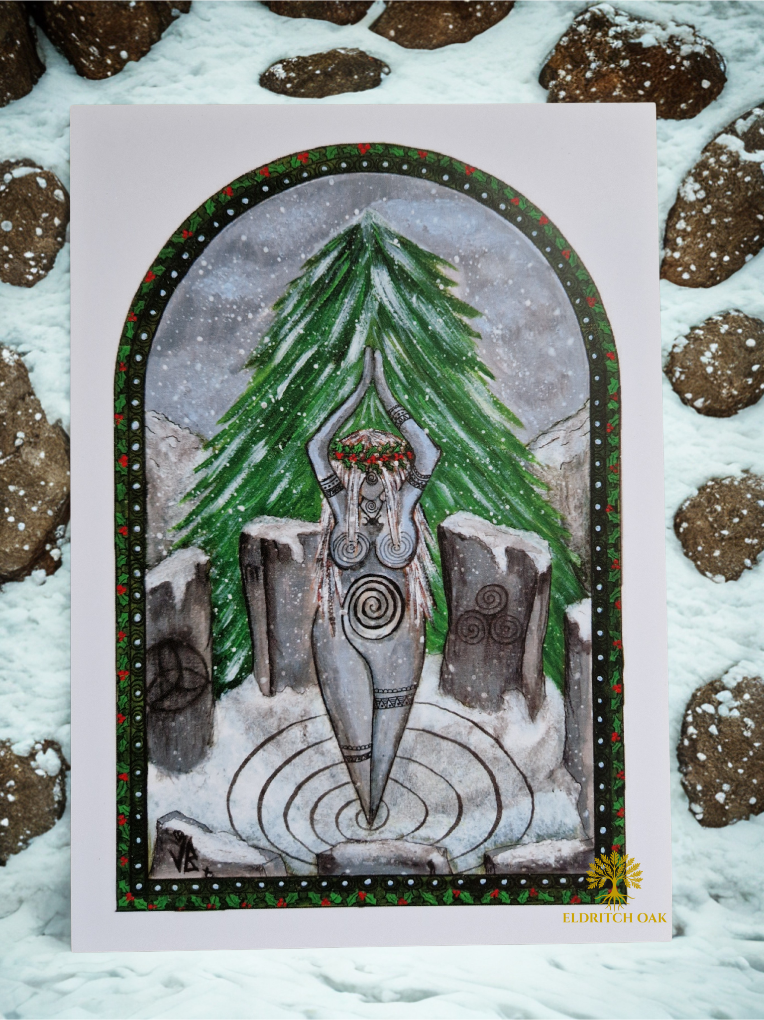 Winter Goddess Print Snow background