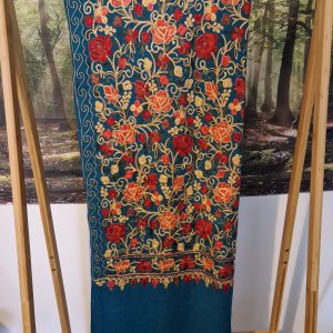 Shawl Teal and Flowers