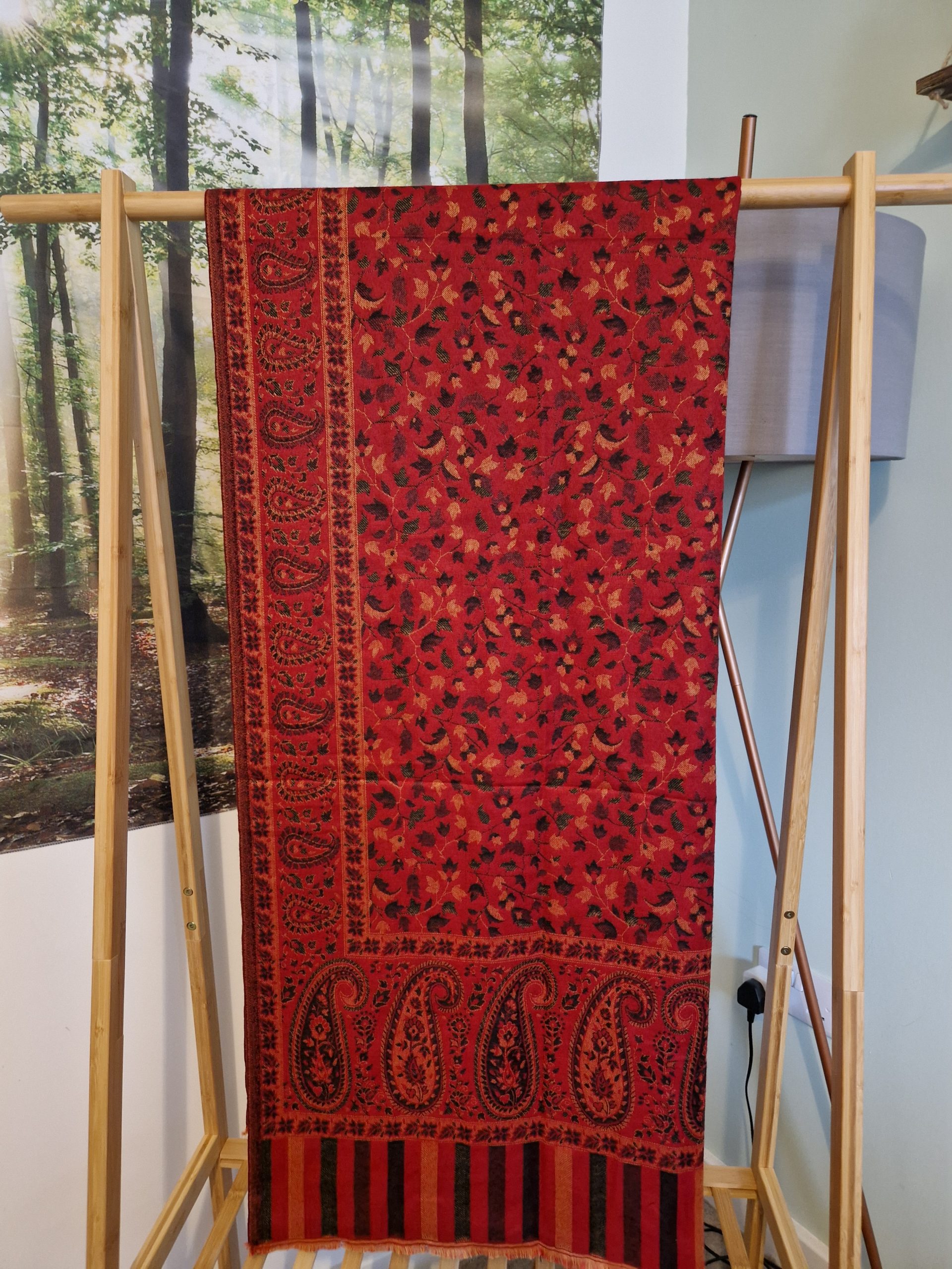 Red & Grey XL reversible Shawl