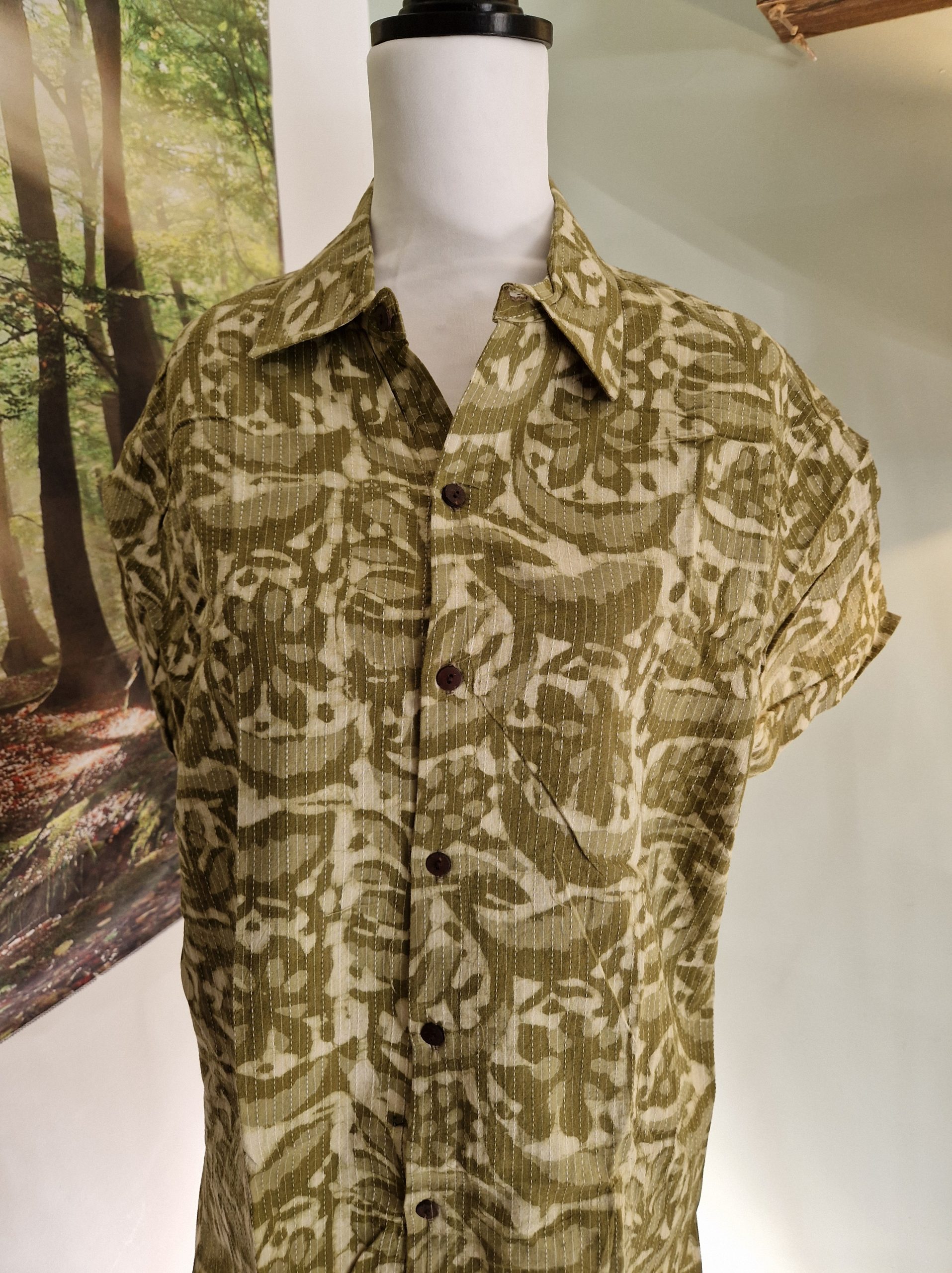 Green Mens Kantha Shirt