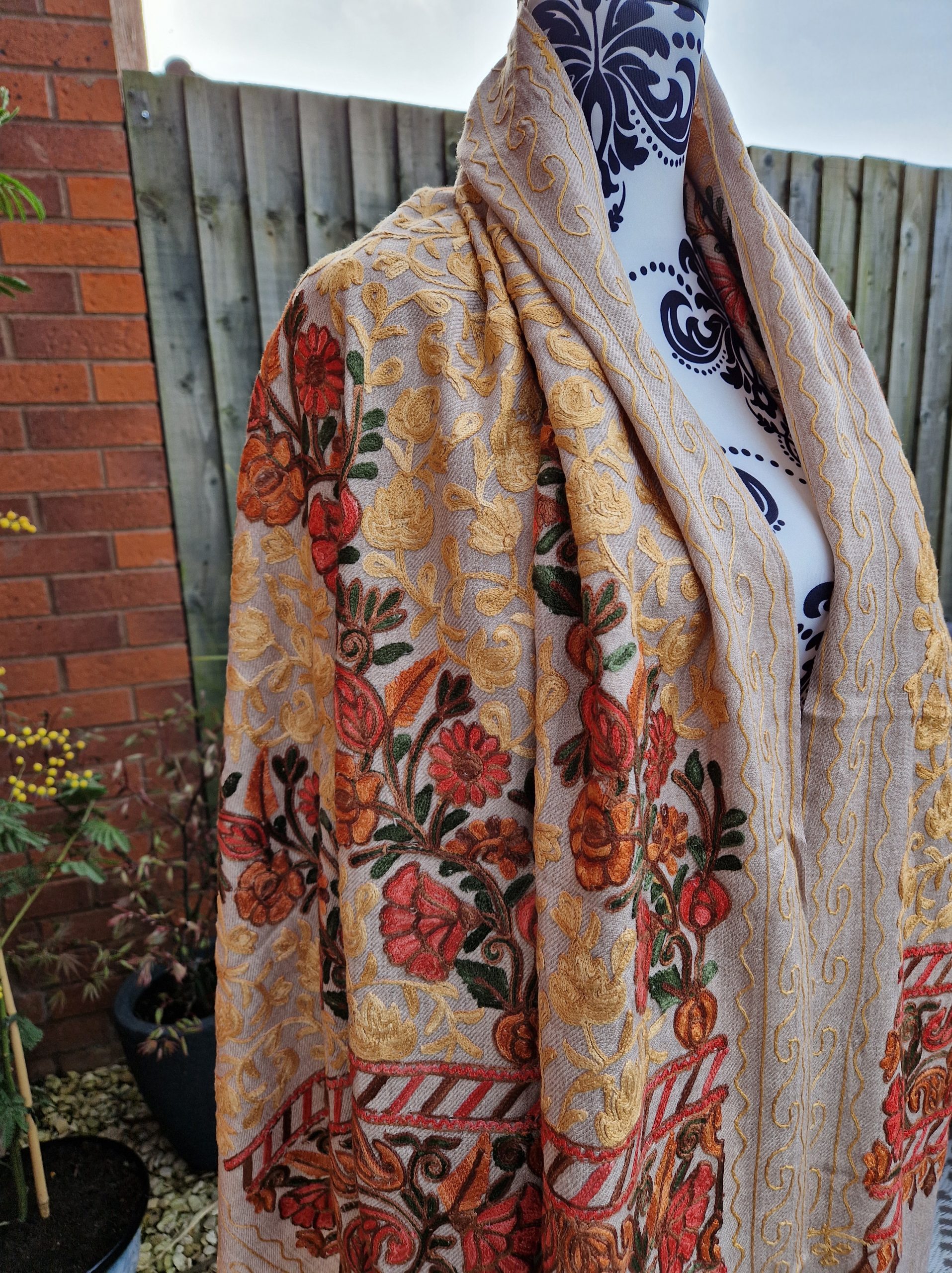 Beige flowery Shawl