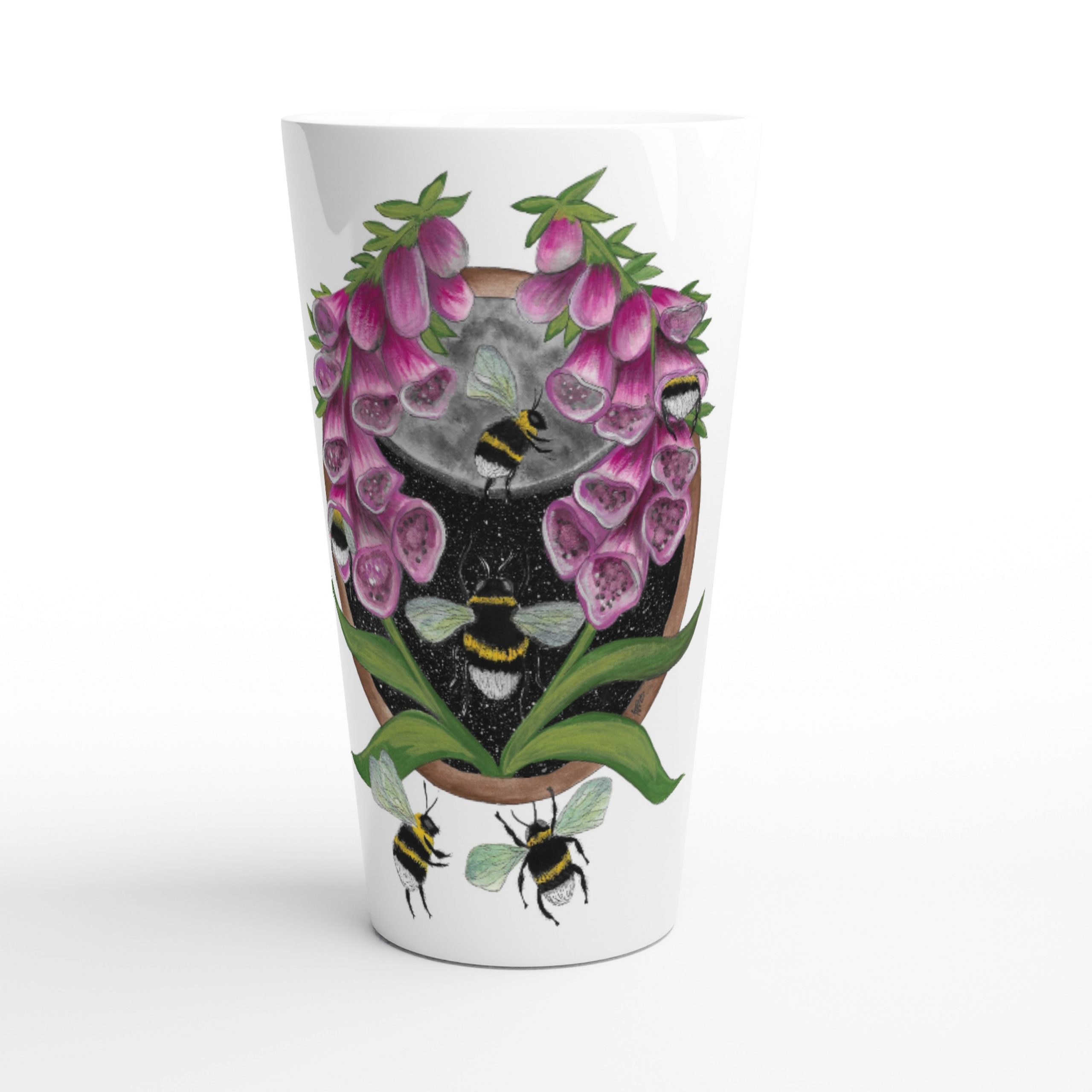 bee and foxglove latte cup
